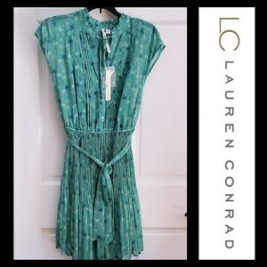 LAUREN CONRAD | Palm Tree Chiffon Pleat Dress NWT